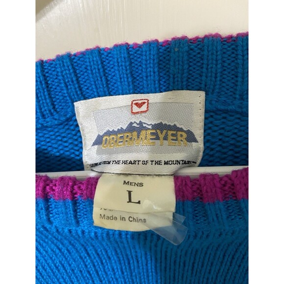 OBERMEYER Retro  “VECTOR” Wool Blend LS Pullover Ski Sweater Size L VINTAGE - Picture 5 of 9